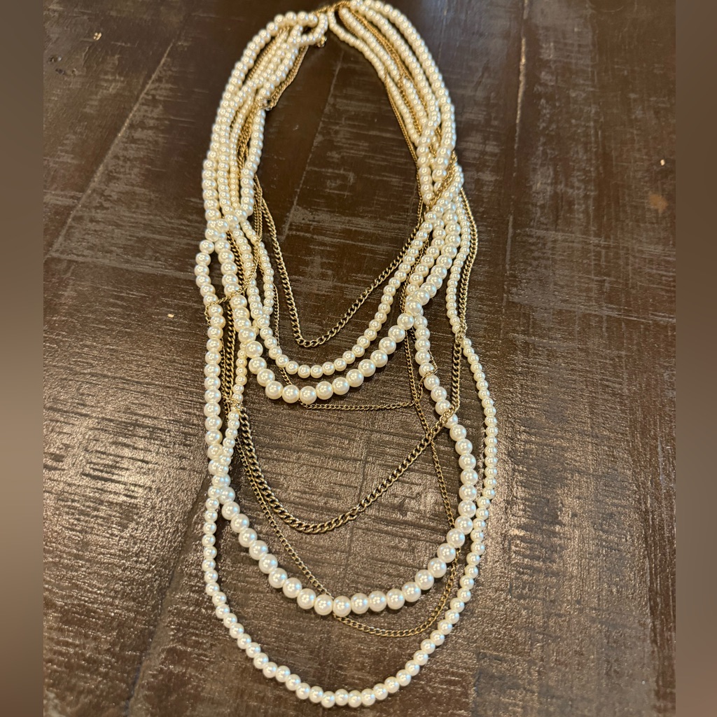 Pearl And Gold Chain Necklace 10$